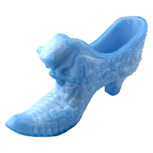 Boyd Crystal Art Glass Daisy Button Cat Slipper Shoe 1998 Alpine Blue - B013 - Picture 10 of 12